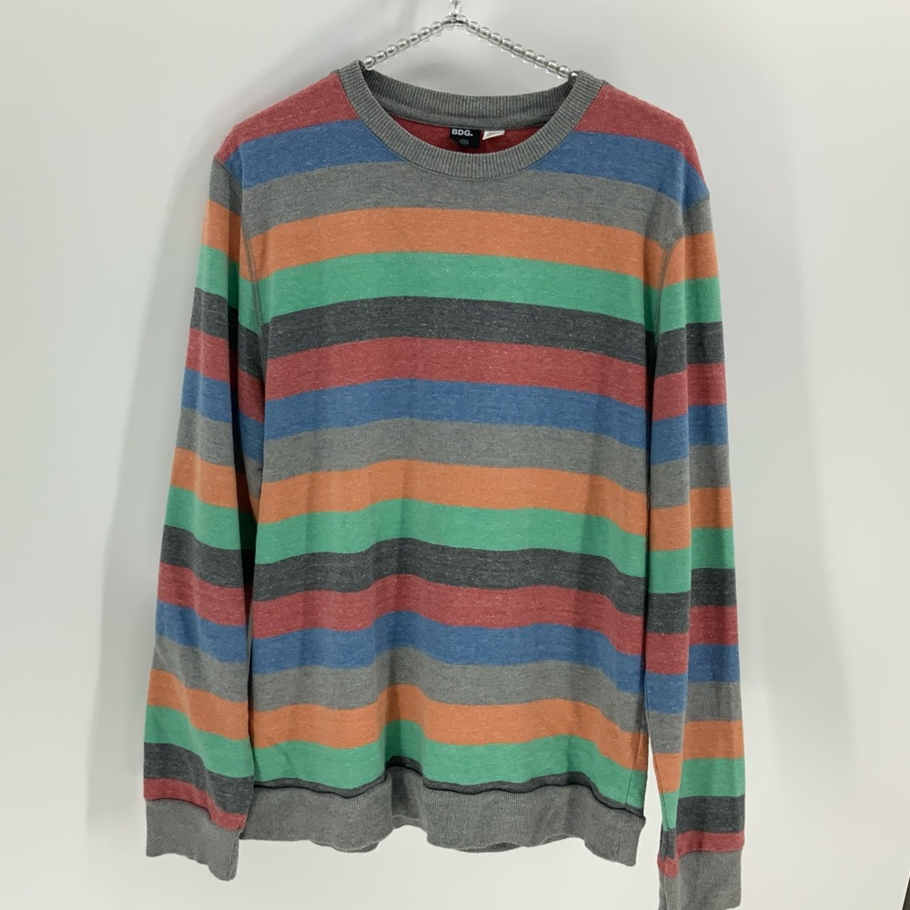 BDG cotton unisex multicolored striped sweatshirt